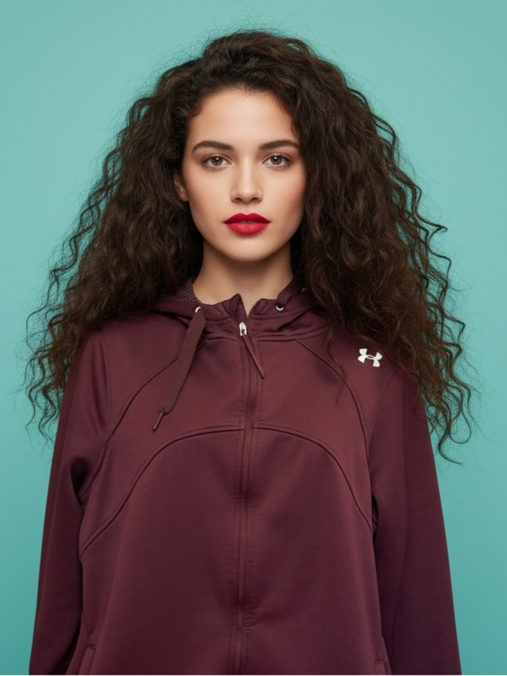 Under Armour Storm 1 ColdGear Full Zip Fleece Hoodie Maroon Size L